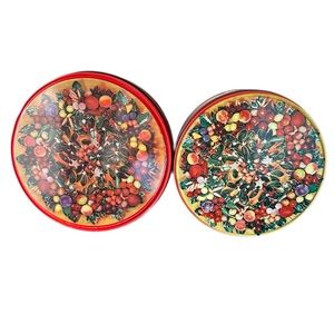 Pair of vintage fruitcake holiday tins